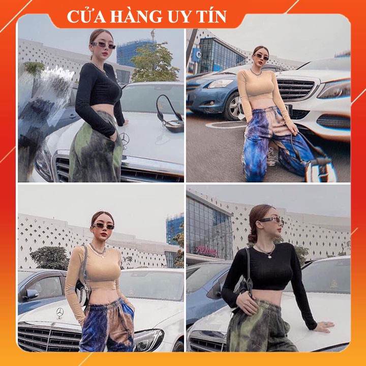 [Mã FAMAYWA giảm 10K đơn 50K] Áo Croptop Tay Dài Dáng Ôm Len Tăm (hình thật/có video/sẵn)