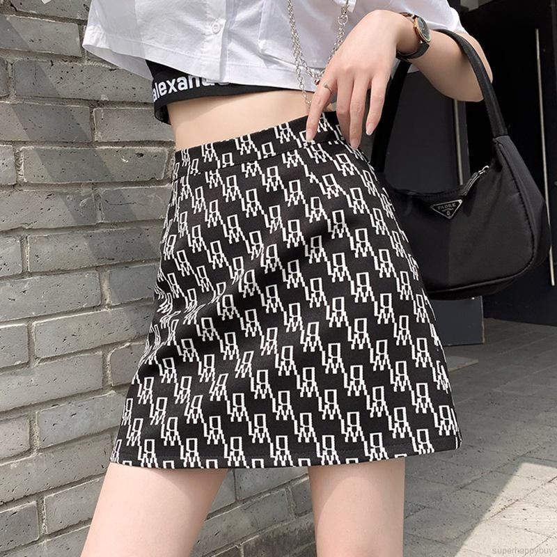 Chân Váy Ngắn Lưng Cao In Chữ Thời Trang Hàn Quốc Quyến Rũ Cho Nữ