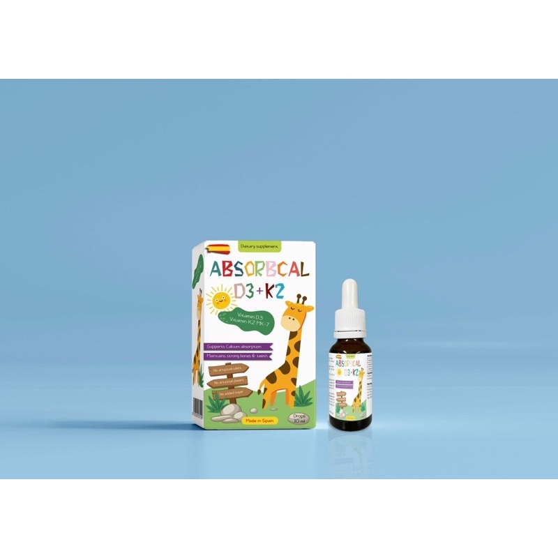 ABSORBCAL D3+K2 giúp bé phát triển chiều cao, bổ sung Vitamin D3K2 cho bé, Nhập khẩu chính hãng Châu Âu