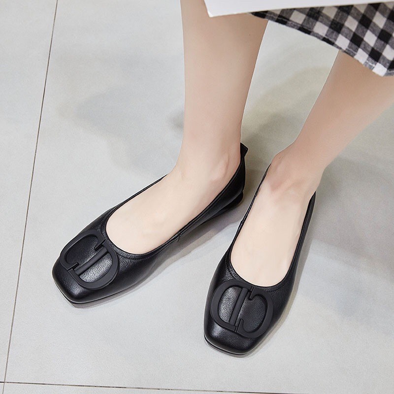 giày búp bê đế bằng chất da mềm đi cực êm phong cách vintage 2021 | BigBuy360 - bigbuy360.vn