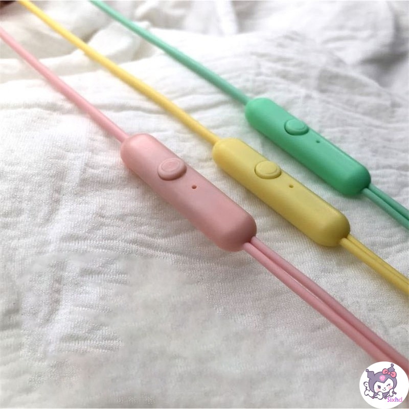 Tai Nghe Nhét Tai Giắc 3.5mm Màu Sắc Ngọt Ngào Xinh Xắn Dành Cho Điện Thoại