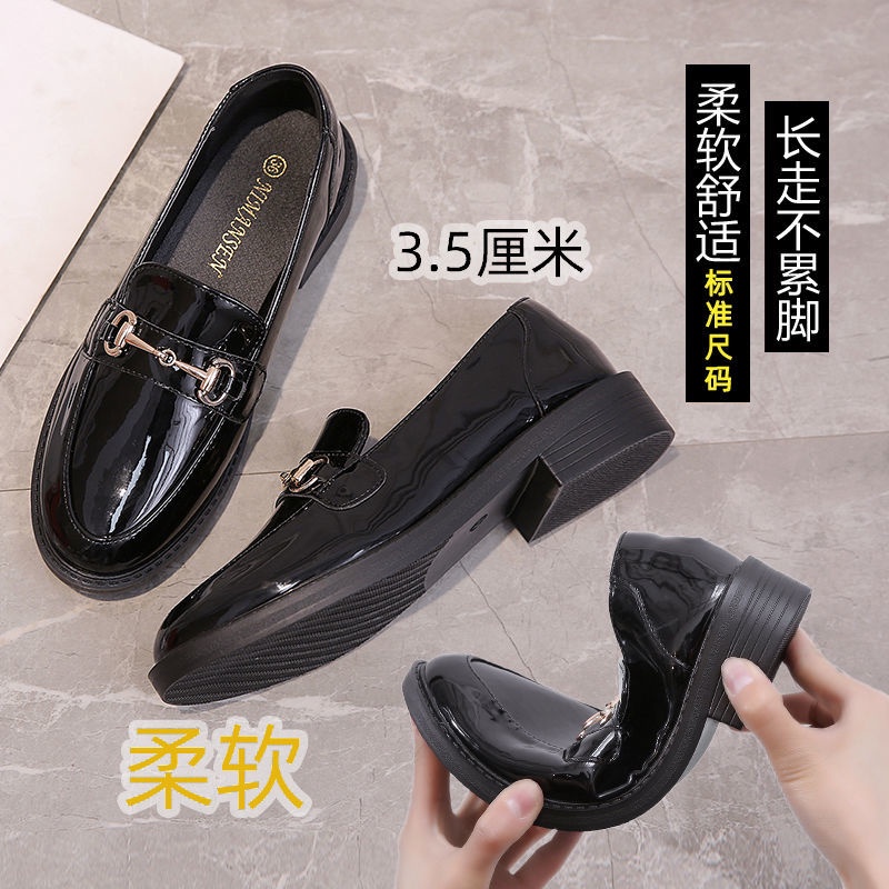 Giày lười da mềm đế bằng phong cách Anh quốc cho nữ