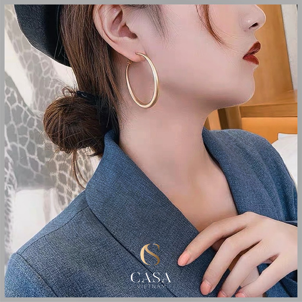 CASA Bông tai mạ vàng đơn giản sang trọng cho nữ CASAE034