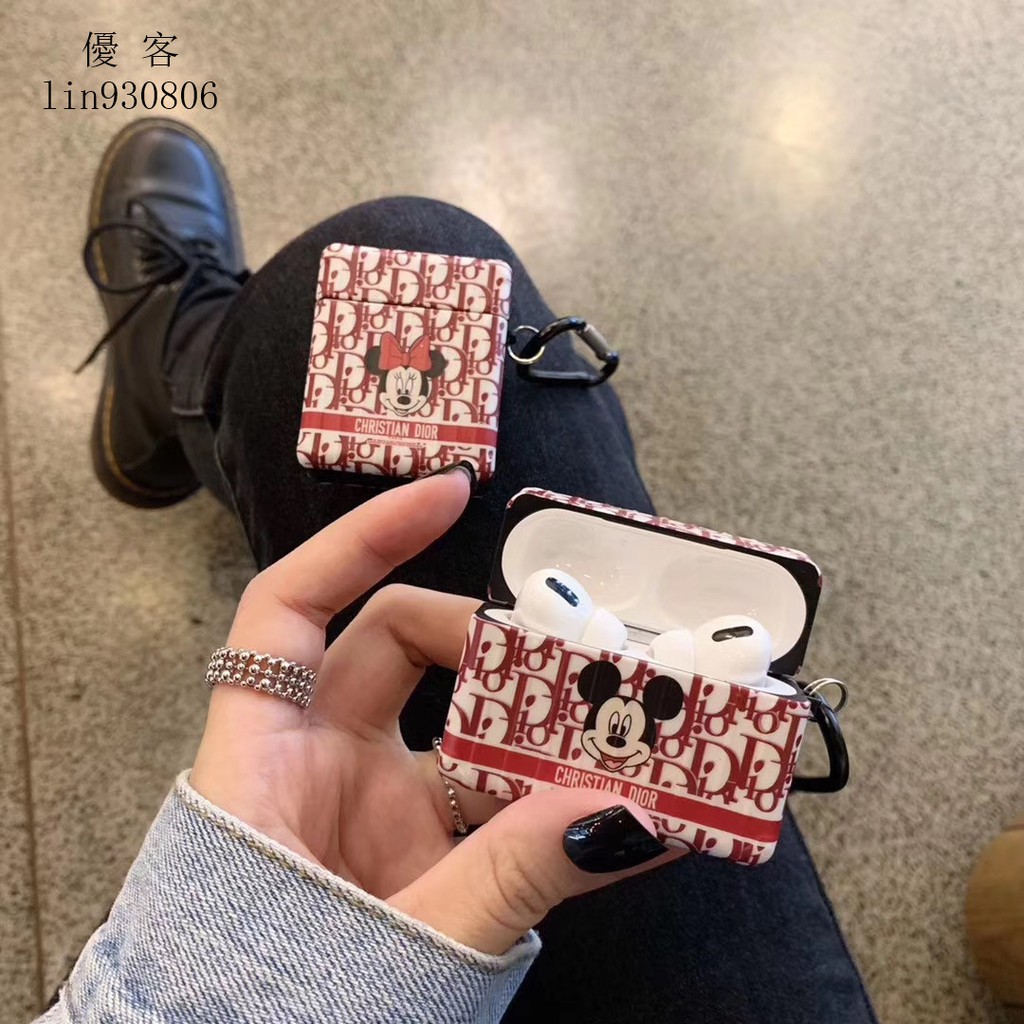 Vỏ Bảo Vệ Hộp Sạc Tai Nghe Airpods Pro3 Hình Dior Mickey Minnie Ốp