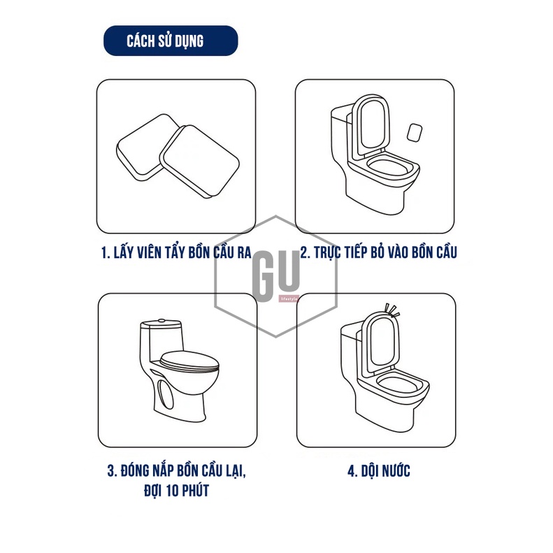 Viên Thả Bồn Cầu, tẩy, vệ sinh, diệt khuẩn, khử mùi bồn cầu gốc thực vật hữu cơ