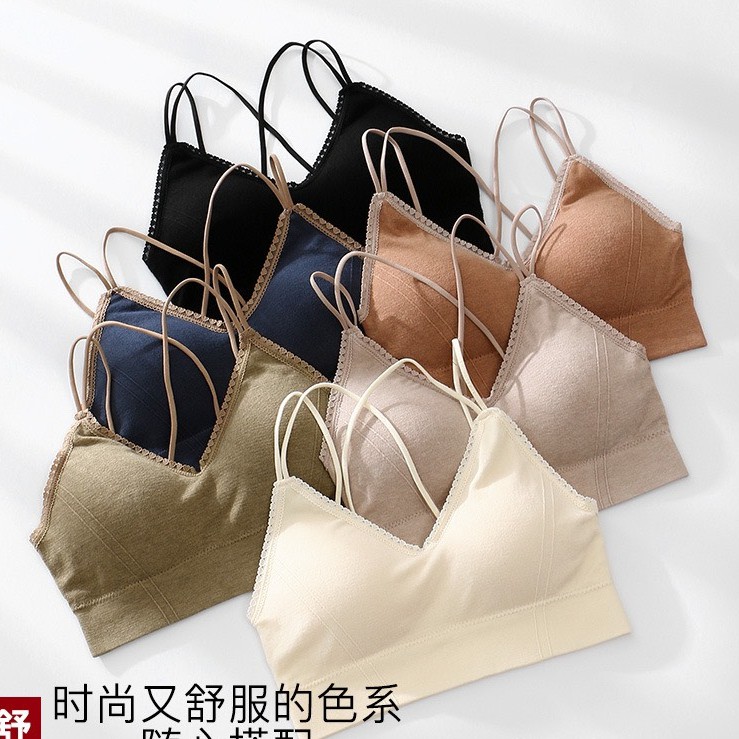 Áo bra nữ len tăm dây chéo thể thao nâng ngực🎀FREESHIP🎀 Áo bralette coton mềm không gọng mút mỏng 2116