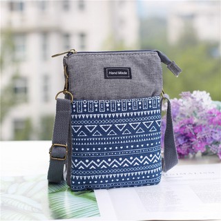 Túi đựng điện thoại di động bằng vải cotton lanh thủ công có khóa kéo đa năng phong cách retro 6.5 inch-7 inch