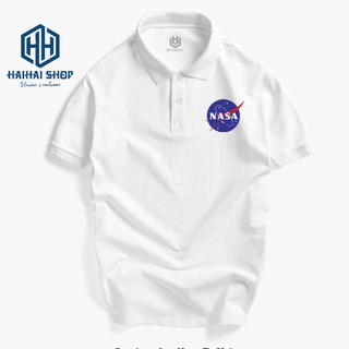 Áo Thun Polo Nam Nữ Vải Cá Sấu 4 Chiều In Hình Logo Nasa Phong Cách Hàn Quốc