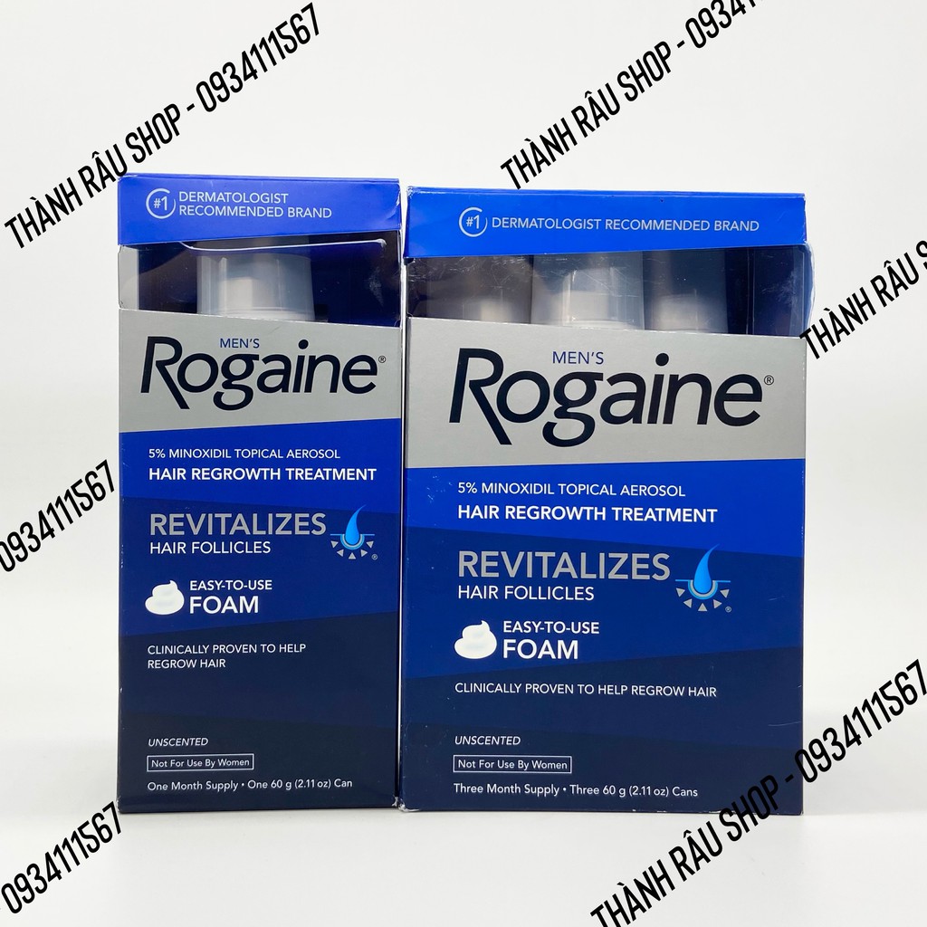 Kem Mọc Tóc Rogaine Minoxidil 5% Dạng Bọt Dành Cho Nam Bộ 3 chai x 60g