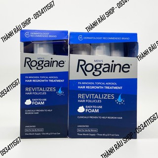 [Hàng Mỹ] Kem Mọc Tóc Rogaine Minoxidil 5% Dạng Bọt Dành Cho Nam Bộ 3 chai x 60g