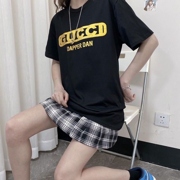 Áo Thun Ngắn Tay In logo GUC Kèm Thẻ Thời Trang Cho Nam Nữ
