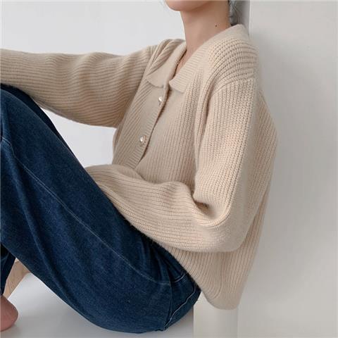 Áo khoác cardigan dệt kim dáng rộng kiểu Hàn cổ điển dễ phối đồ dành cho nữ