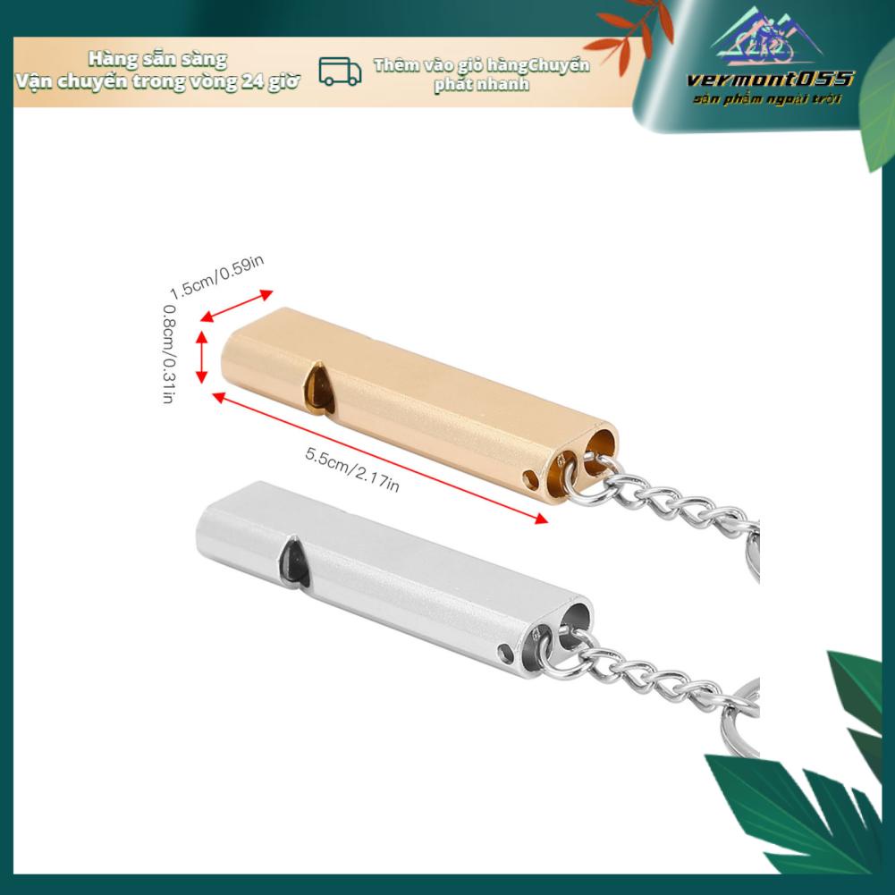 Vermont055 5pcs Aluminum Alloy Dual Tubes Whistle Lifesaving Emergency Outdoor Survival Tool