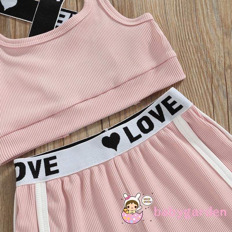 Bộ Áo In Chữ + Quần Short Lưng Thun Thời Trang Mùa Hè Cho Bé Gái 1-6 Tuổi