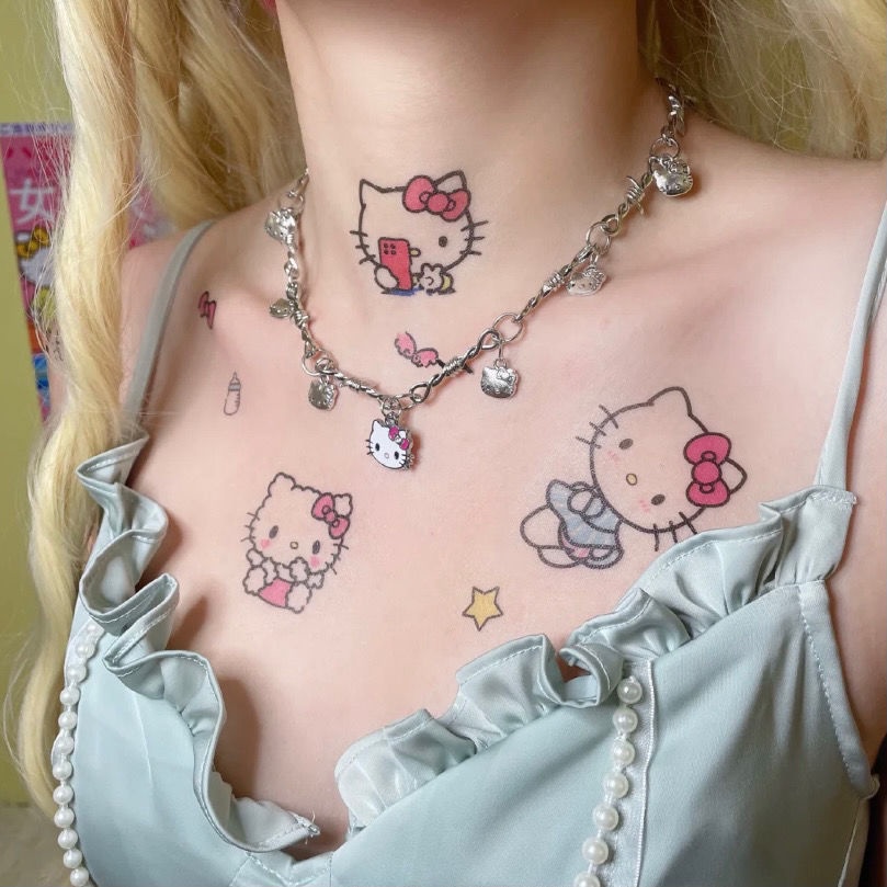 Hình xăm dán tạm thời chống thấm nước lâu trôi hình Hello Kitty đáng yêu