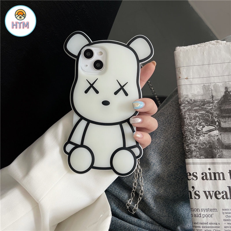 Ốp Điện Thoại Silicon Mềm Hình Gấu Hoạt Hình Có Dây Đeo Cho iPhone 14 13 12 Pro Max 11 14 Pro XS Max X XR 7 8 Plus