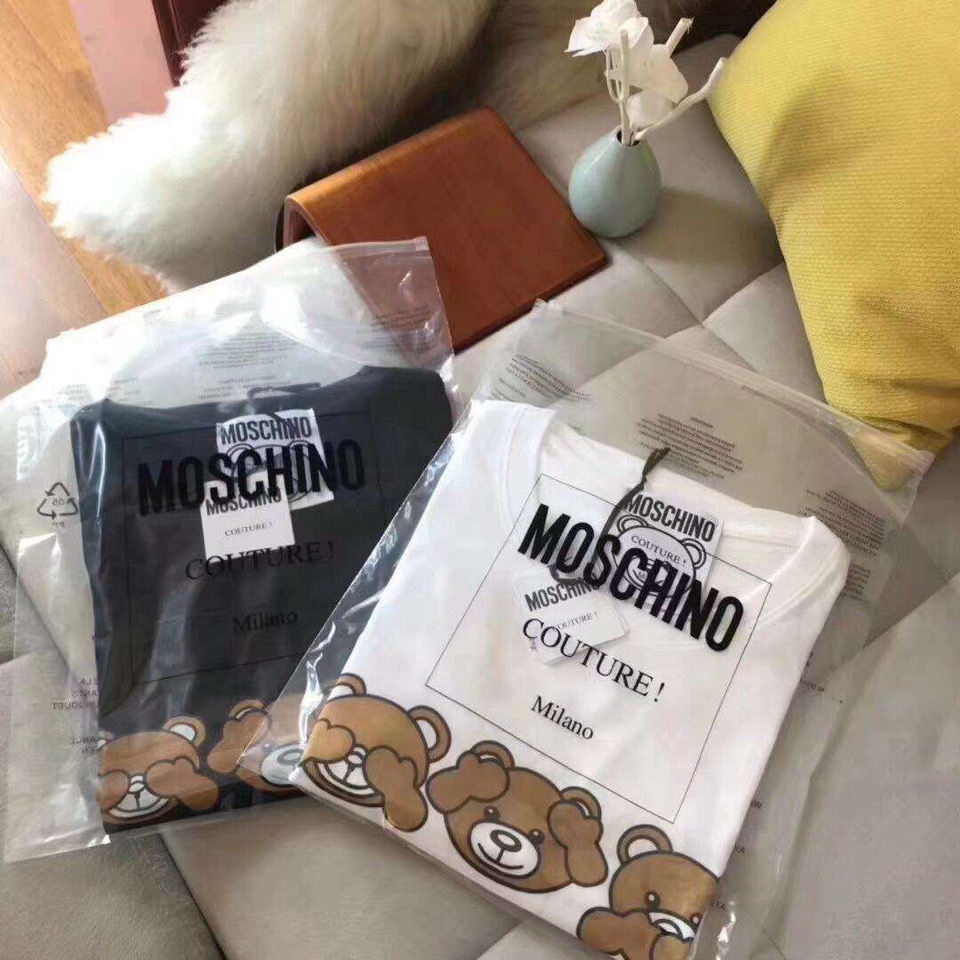 Áo thun MOSCHINO dài tay in hình gấu cho nam và nữ