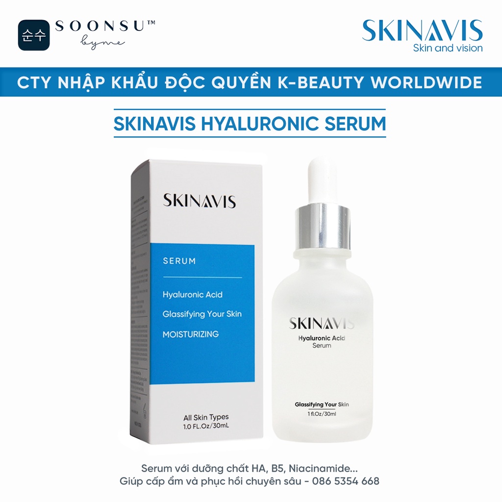 [CHÍNH HÃNG] Tinh Chất Serum SKINAVIS Cấp Ẩm Phục Hồi sáng da  Hyaluronic Acid &amp; Niacinamide + B5 Hàn Quốc