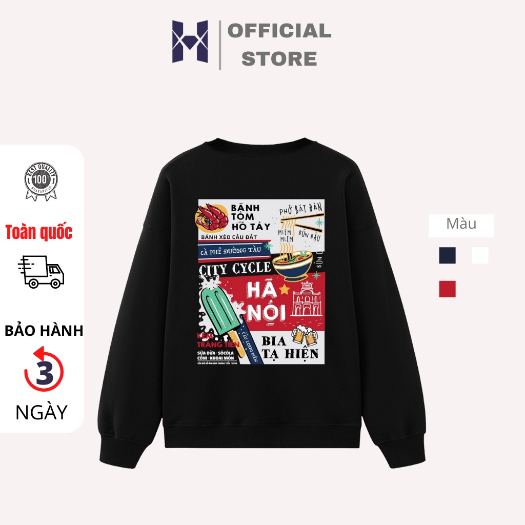 Áo Hoodie chất NỈ in họa tiết Hà Nội, ÁO phom Rộng 100% Cotton Nam Nữ Unisex -In Hình Local Brand |Ruby’s house Live
