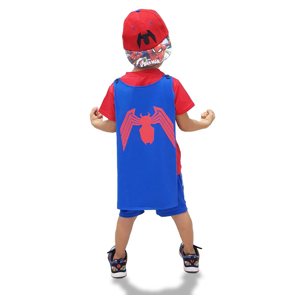 Bộ Đồ Người Nhện hãng SAMKIDS Cotton In 3D Sắc Nét Tặng Kèm áo Choàng (không mũ)