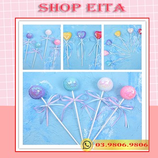 Que cắm bóng kim tuyến trang trí bánh kem, trang trí bánh sinh nhật