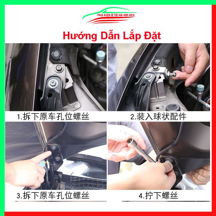 Bộ ty thủy lực ben hơi chống nắp capo Outlander 2017-2024 tự động kèm phụ kiện lắp