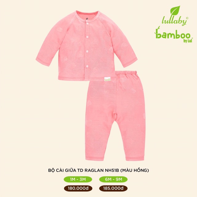 [LULLABY SALE] Bộ dài tay sợi tre Bamboo cài giữa sơ sinh bé trai bé gái