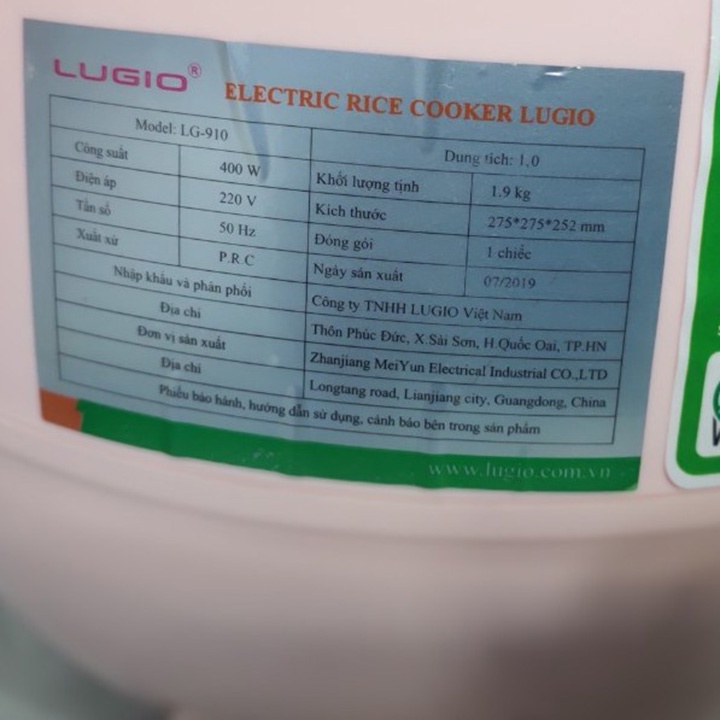 Nồi cơm điện LUGIO LG-910 tiêu chuẩn Nhật Bản siêu cute