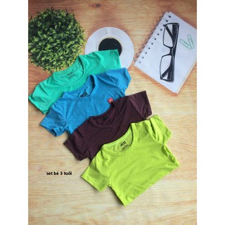Xả kho set 4 chiếc áo cotton co dãn 4 chiều bé 3 tuổi