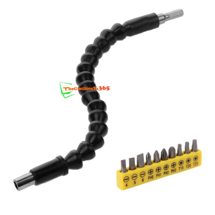 Combo Dây Dẫn Động Khoan, Truyền Lực 300mm Kèm 10 Đầu Vít Đa Năng