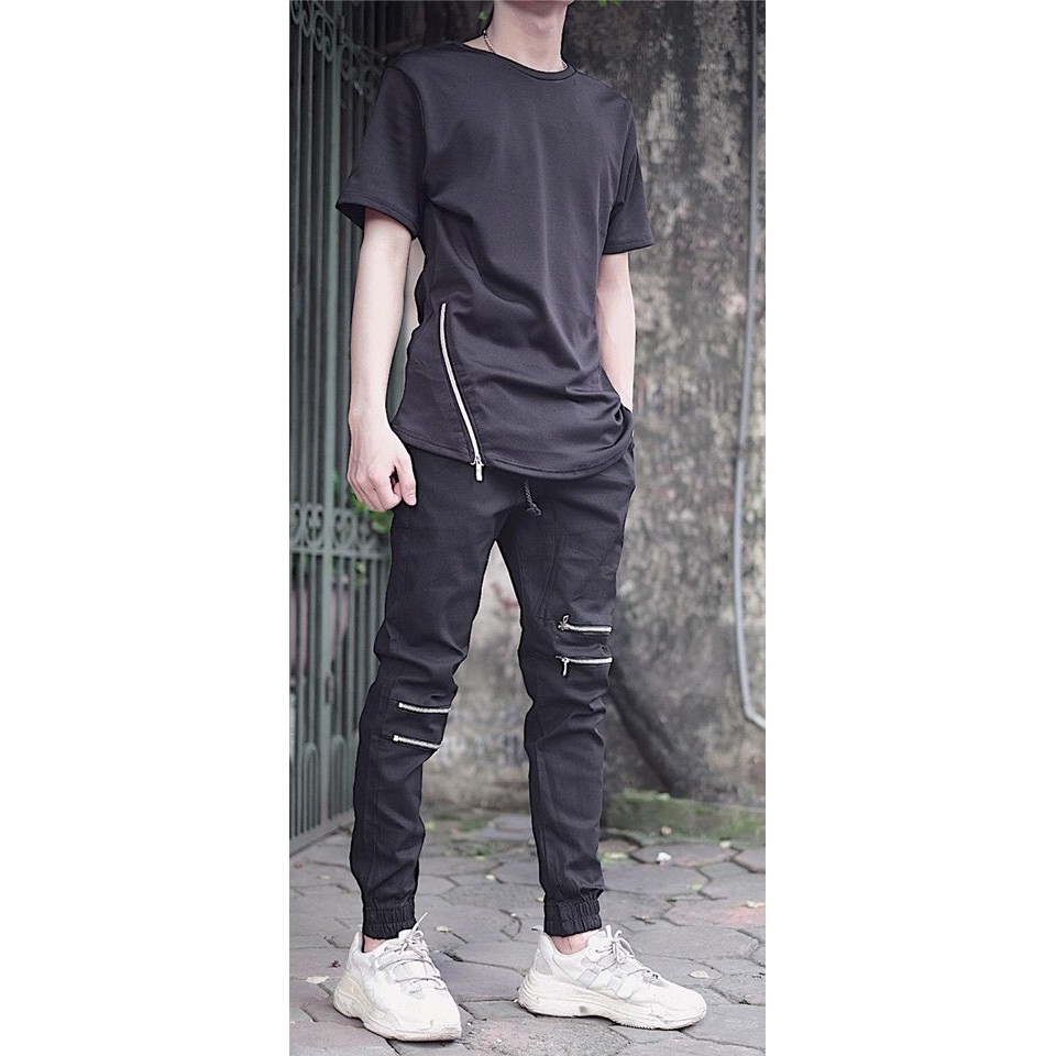 Quần jogger kaki 2 khóa zip kèm ảnh thật JK4DT