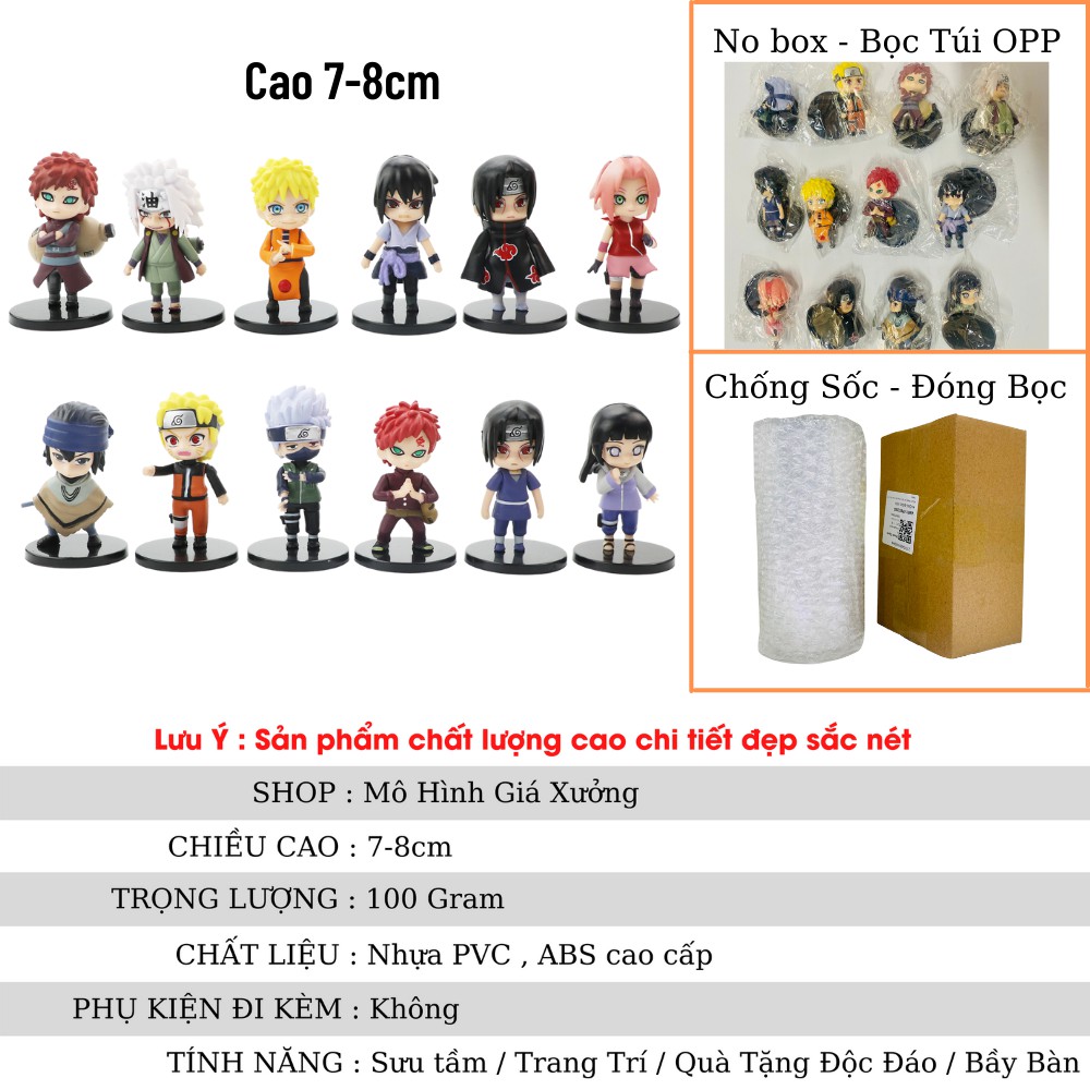 Mô hình Naruto chibi bán lẻ 12 nhân vật Naruto Sasuke Sakura Gaara Itachi Kakashi Hinata Jiraira ... Figure Anime Naruto