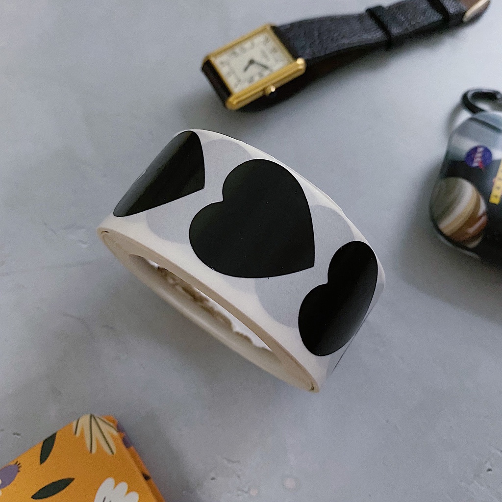 20- 500 nhãn dán Sticker tròn trơn hoặc trái tim size 2.5cm. Chỉ việc gỡ ra dán. thích hợp để làm đồ handmade