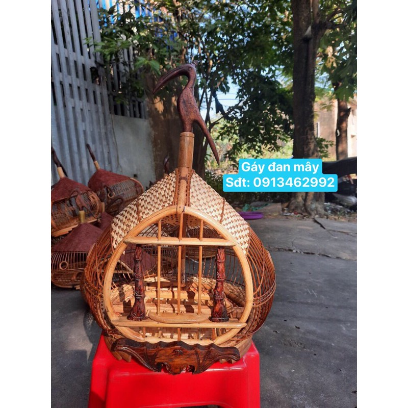 LỒNG GÁY ĐAN LỢP MÂY CỰC SỊN và lợp mây cho chim cu gáy, chất liệu mây và xơ dừa