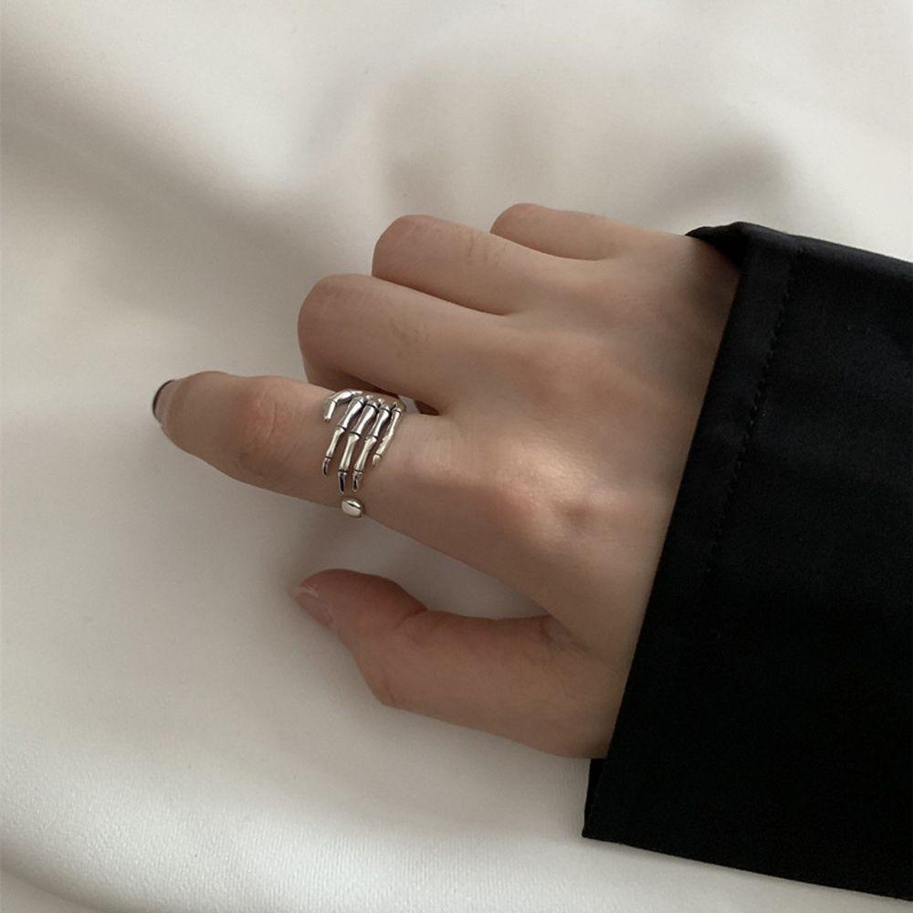 FORBETTER Nhẫn Hở Hình Móng Vuốt Đầu Lâu Có Thể Điều Chỉnh Kích Cỡ Phong Cách Gothic