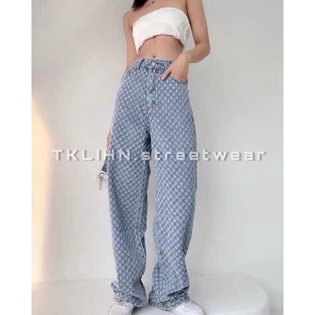 (SẴN) TKLIHN Quần jean ulzzang ống rộng Hot FASHIONITA quần hoạ tiết chấm rách phong cách đường phố HOT 2021