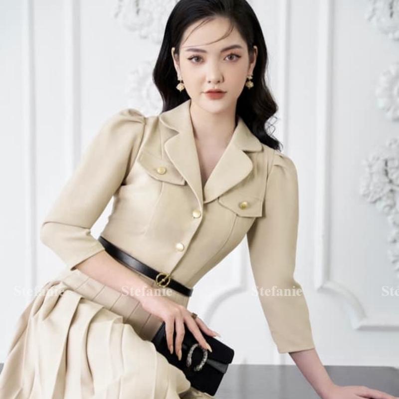 Đầm váy công sở thiết kế, váy xoè xếp li, chất co giãn, thời trang nữ, Ste shop | BigBuy360 - bigbuy360.vn