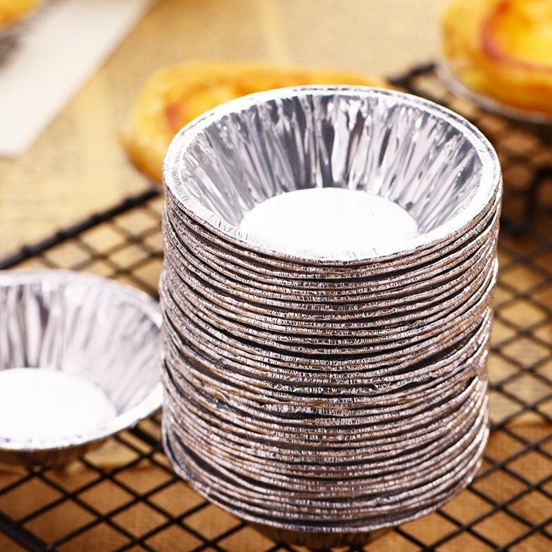 SG - Set 50 - 100 cốc chén giấy bạc khuôn lót nướng bánh tart trứng nướng hàu tiện dụng