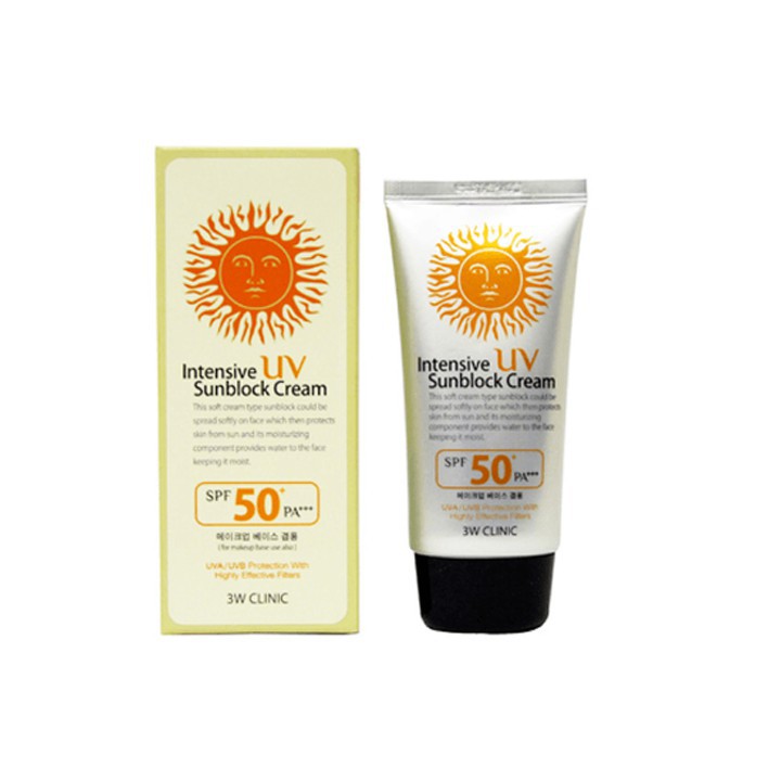 Kem Chống Nắng Kiềm Dầu, Bảo Vệ Da 3W Clinic Intensive UV Sunblock Cream SPF 50 PA+++ - Hàn Quốc Chính Hãng