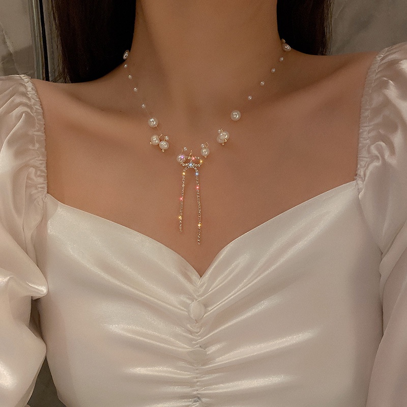 (MớI) Vòng cổ HợP Kim DạNg Tua Rua ĐíNh Đá Xinh XắN