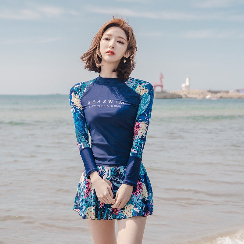Bộ Đồ Bơi Thể Thao Tay Dài Che Phủ Bụng Chống Nắng