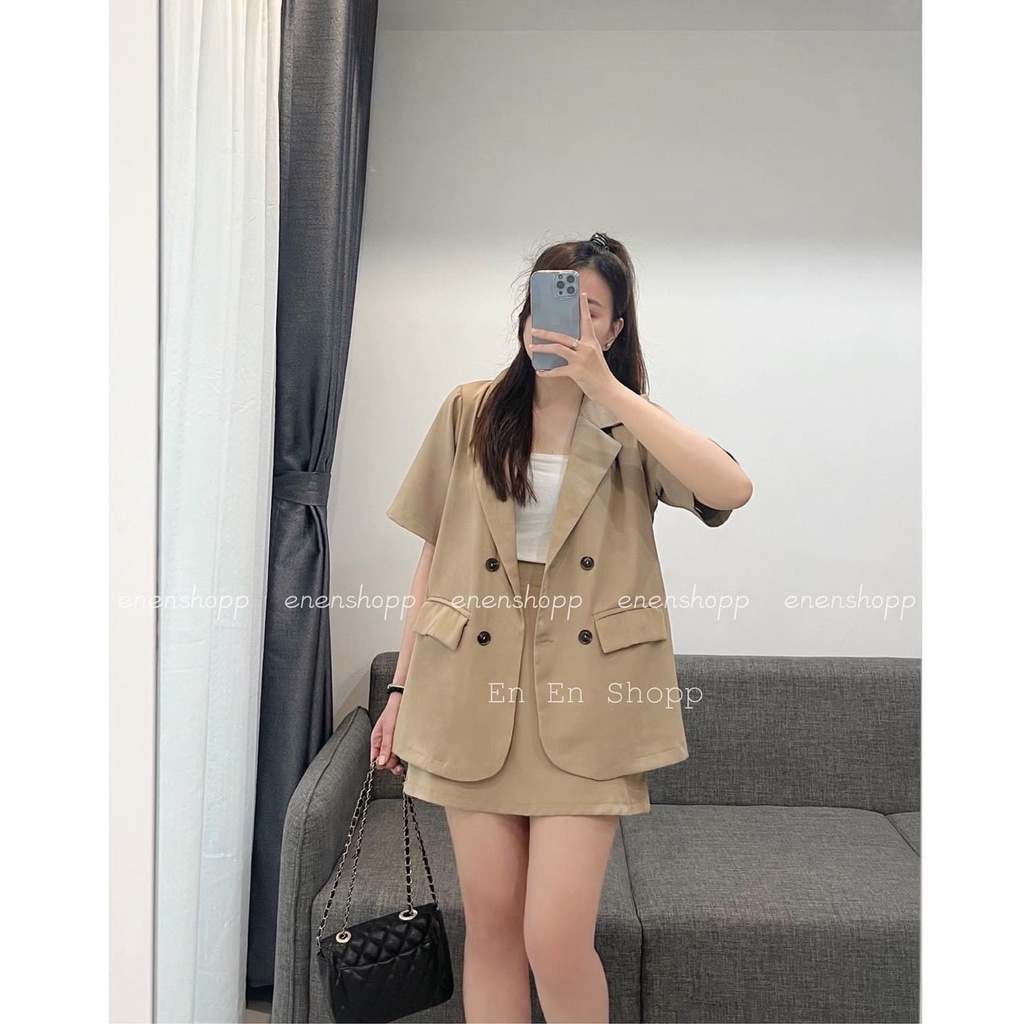 Set vest đùi công sở cao cấp đồ bộ nữ thiết kế áo vest blazer TL255