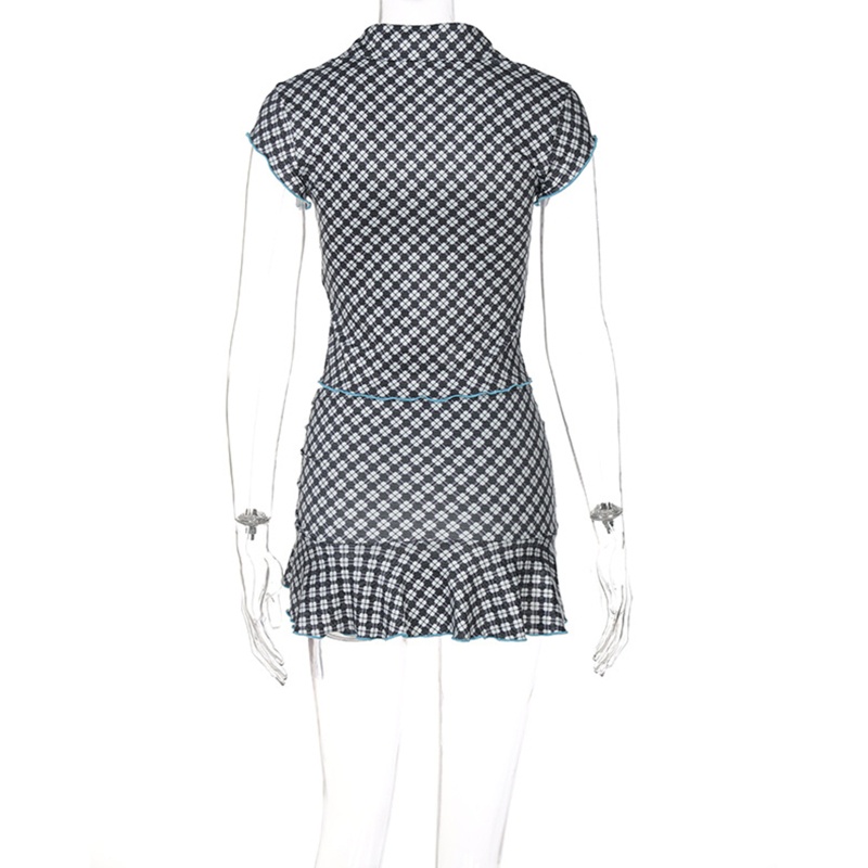 Set Áo Crop Top Cổ Chữ V + Chân Váy Dây Rút Thời Trang Nữ