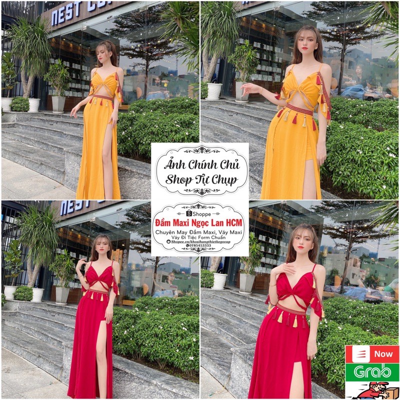 [Mã WAMT1505 giảm 10K đơn 0K] [FREESHIP] Đầm maxi đi biển thổ cẩm có 3 màu kèm mút