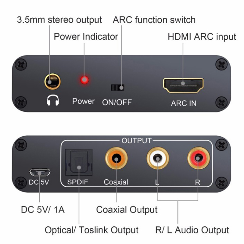 Bộ Chuyển Đổi Âm Thanh Kỹ Thuật Số Hdmi Arc Sang Analog Spdif Coaxail Rca 3.5mm