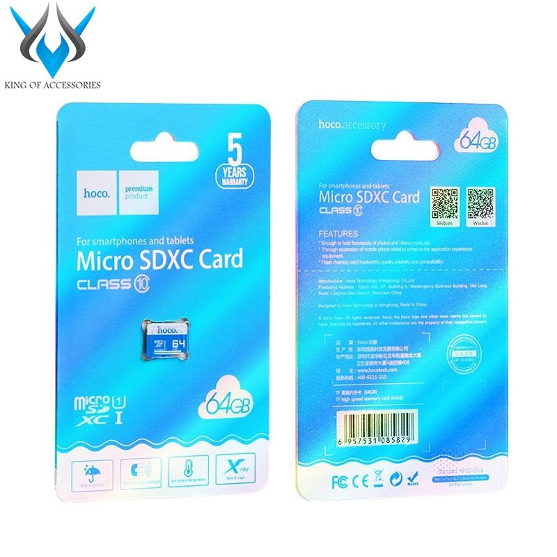 Thẻ nhớ microSDXC Hoco 64GB Class 10 95MB/s (Xanh dương)