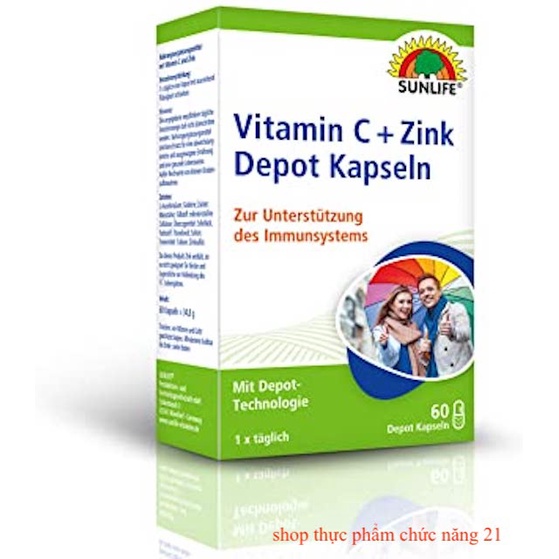 VITAMIN C + ZINK Depot Kapseln - Hỗ trợ miễn dịch, tăng sức đề kháng, nhập khẩu chính hãng từ Đức