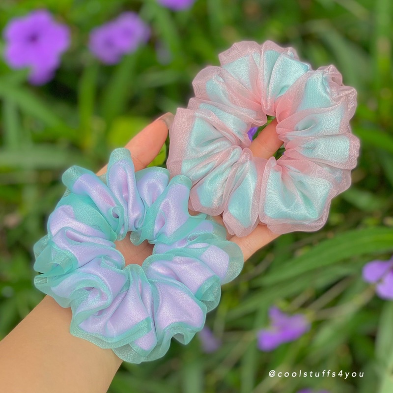 Đồ buộc tóc scrunchies 2 lớp phối màu mới