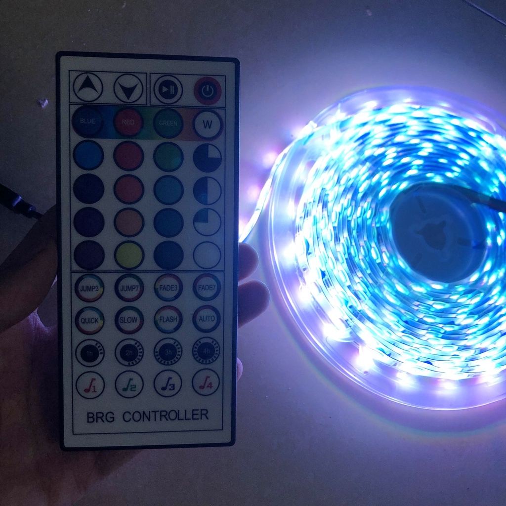 Bộ đèn LED RGB 10m 5m nháy theo nhạc chip led siêu sáng 5050 dây dán đổi 7 màu có phủ silicon bên ngoài chống nước