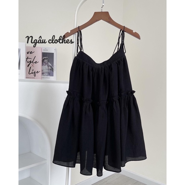 Áo hai dây babydoll chất xô mát - Áo hai dây boho dây cộ tua rua